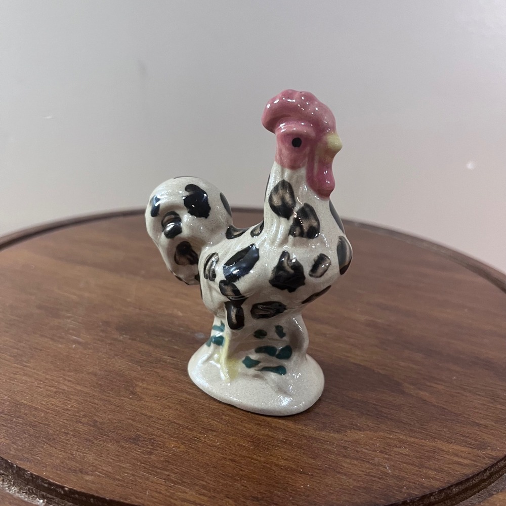 Vtg Beaumont Brothers Pottery BBP Salt Glaze Rooster Figurine Spotted Farmhouse